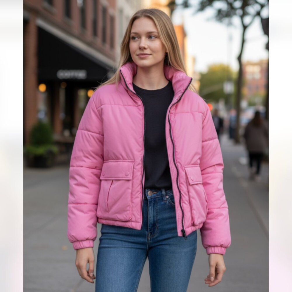 NWOT AVEC LES FILLES Pink Puffer Jacket Small